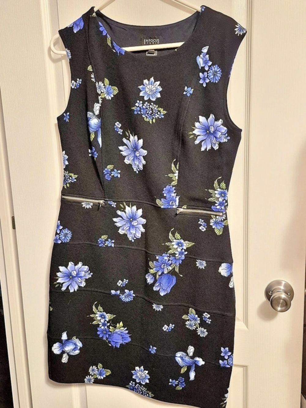 Enfocus Studio Floral Mini Dress Black & Blue Size 14